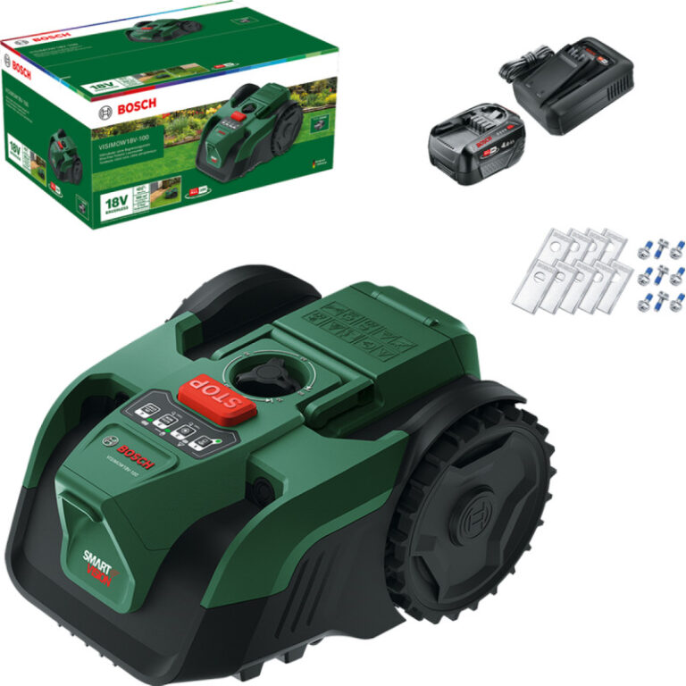 Bosch VISIMOW 18V-100  - 100 mÂ² - 4,0 Ah og Knivsæt Test Robotplæneklipper